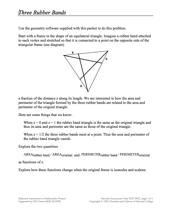 Three Rubber Bands Assessment Three Rubber Bands Assessment