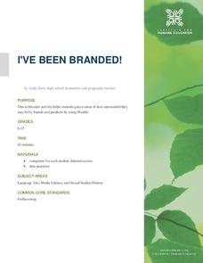 I've Been Branded! Lesson Plan I've Been Branded! Lesson Plan