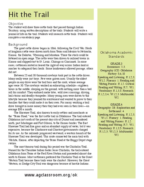 Hit the Trail Lesson Plan Hit the Trail Lesson Plan