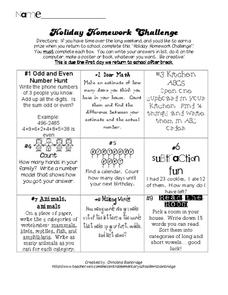 Holiday Homework Challenge Lesson Plan Holiday Homework Challenge Lesson Plan