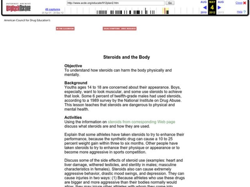 Steroids and the Body Lesson Plan Steroids and the Body Lesson Plan