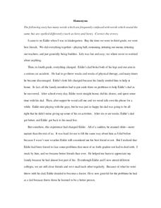 Homonyms Lesson Plan Homonyms Lesson Plan