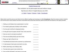 Homophones Worksheet Homophones Worksheet