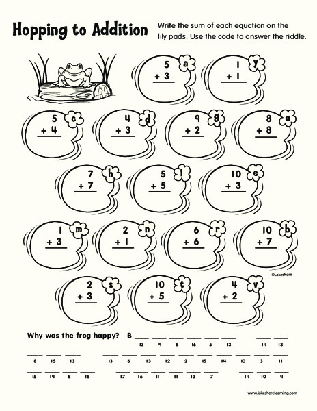 Hopping to Addition Worksheet Hopping to Addition Worksheet