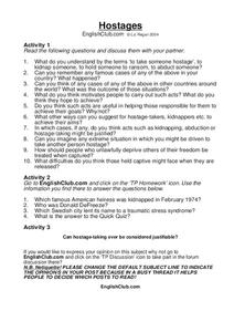 Hostages Worksheet Hostages Worksheet