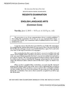 English Language Arts Examination: June 2015 Assessment English Language Arts Examination: June 2015 Assessment