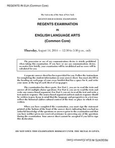 English Language Arts Examination: August 2014 Assessment English Language Arts Examination: August 2014 Assessment