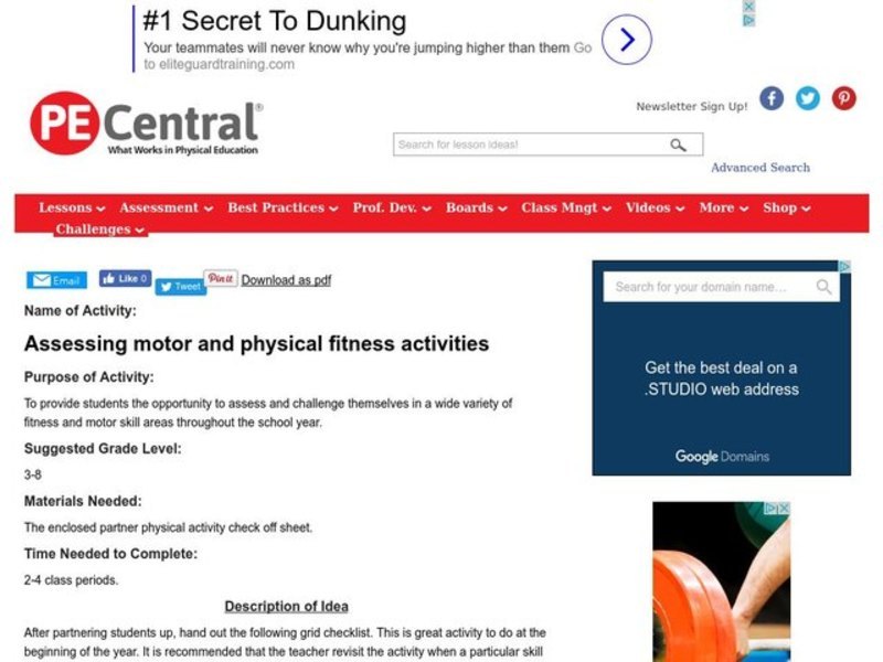 Assessing Motor And Physical Fitness Activities Lesson Plan Assessing Motor And Physical Fitness Activities Lesson Plan