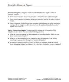 Isosceles Triangle Spaces Assessment Isosceles Triangle Spaces Assessment