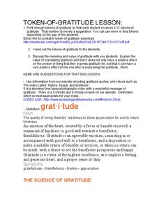 Token of Gratitude Lesson Plan Token of Gratitude Lesson Plan