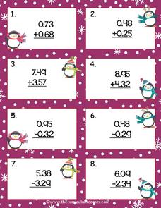 Penguin Decimal Computation Scoot Printables Penguin Decimal Computation Scoot Printables