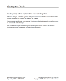 Orthogonal Circles Assessment Orthogonal Circles Assessment