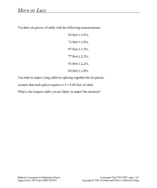 More or Less Assessment More or Less Assessment