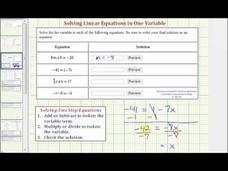 Solve Two Step Linear Equations in One Variable (Example) Instructional Video Solve Two Step Linear Equations in One Variable (Example) Instructional Video