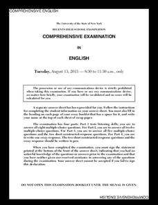 Comprehensive English Examination: August 2013 Assessment Comprehensive English Examination: August 2013 Assessment