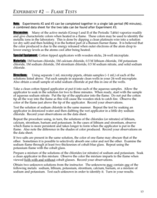 Flame Tests Lab Resource Flame Tests Lab Resource