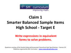 Smarter Balanced Sample Items: High School Math – Target E Assessment Smarter Balanced Sample Items: High School Math – Target E Assessment