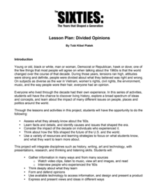 Lesson Plan: Divided Opinions Unit Plan Lesson Plan: Divided Opinions Unit Plan