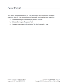 Fermi Weight Assessment Fermi Weight Assessment