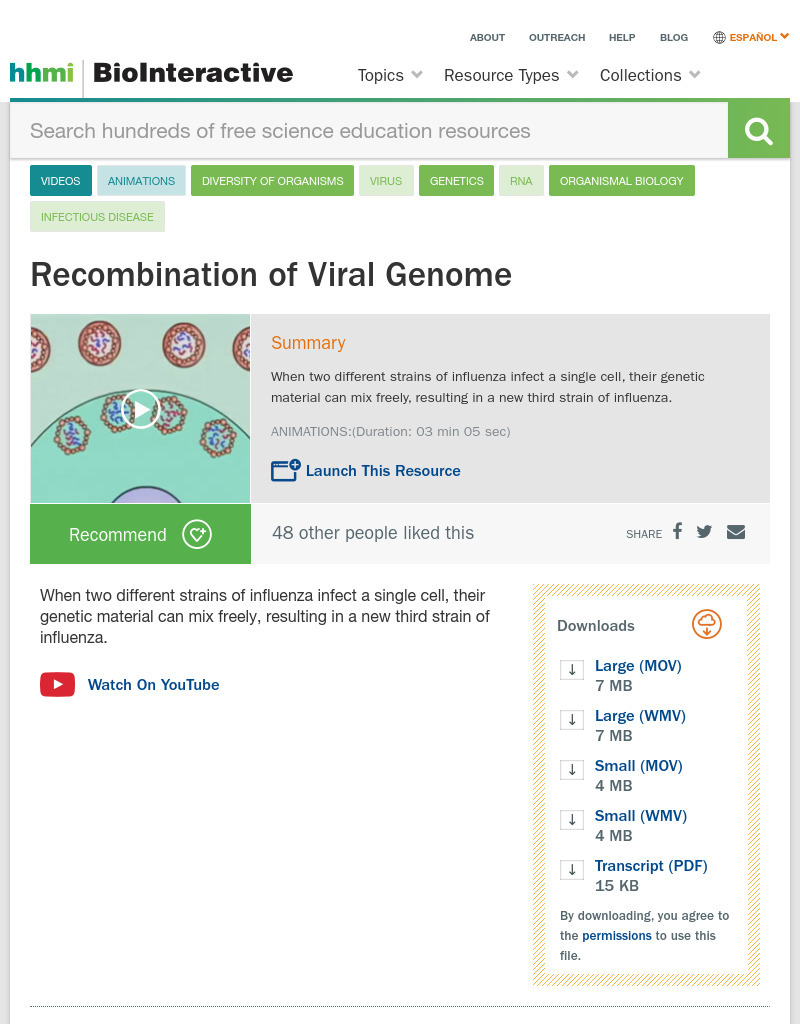 Recombination of Viral Genome Instructional Video Recombination of Viral Genome Instructional Video