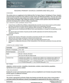 Reading Primary Sources: Darwin and Wallace Activity Reading Primary Sources: Darwin and Wallace Activity