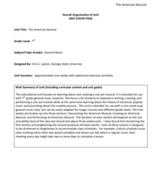The American Musical Unit Plan The American Musical Unit Plan