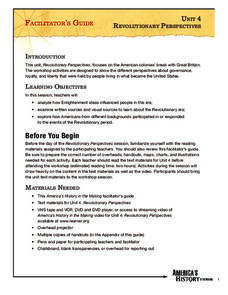 Revolutionary Perspectives Unit Plan Revolutionary Perspectives Unit Plan