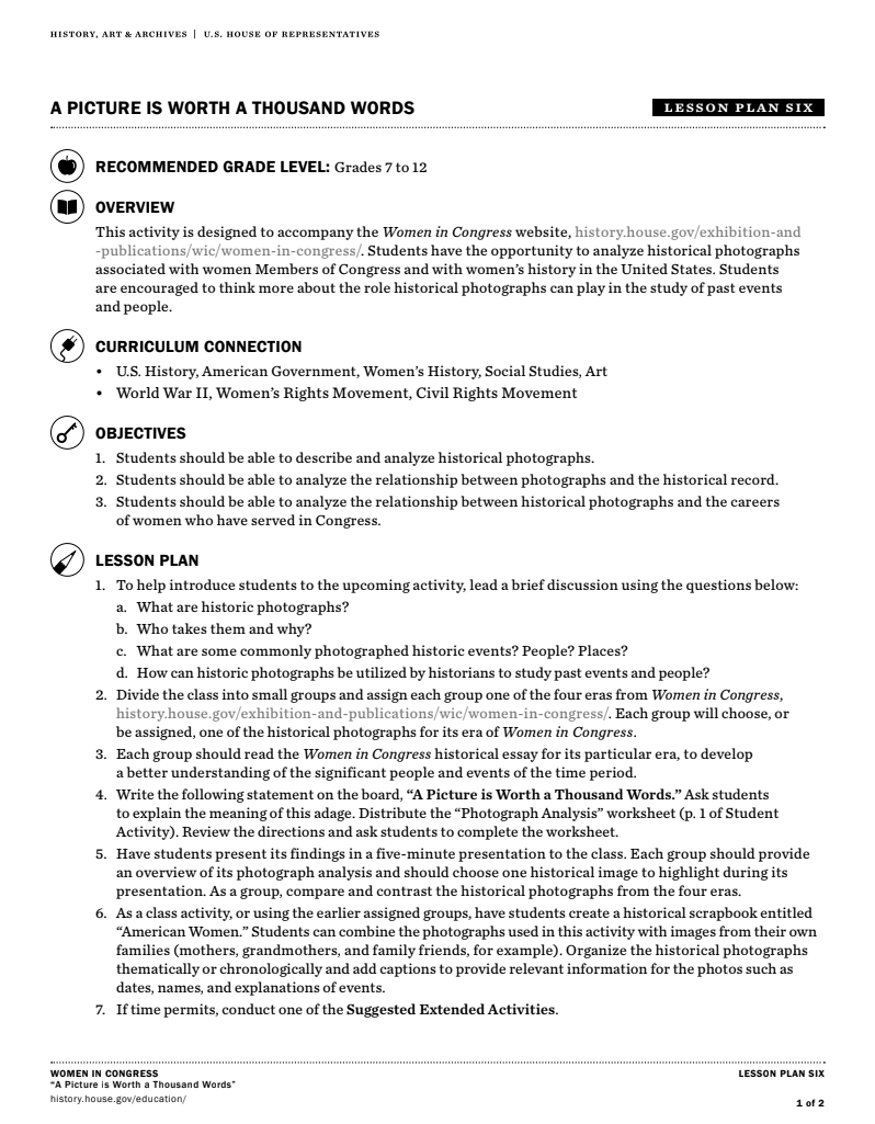A Picture Is Worth a Thousand Words Lesson Plan A Picture Is Worth a Thousand Words Lesson Plan