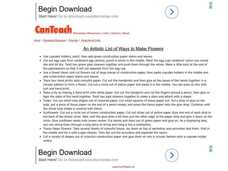 An Artistic List of Ways to Make Flowers Lesson Plan An Artistic List of Ways to Make Flowers Lesson Plan