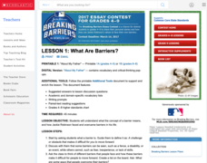 Lesson 1: What Are Barriers? Lesson Plan Lesson 1: What Are Barriers? Lesson Plan