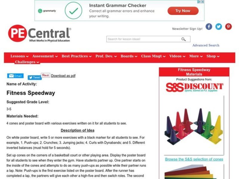 Fitness Speedway Lesson Plan Fitness Speedway Lesson Plan