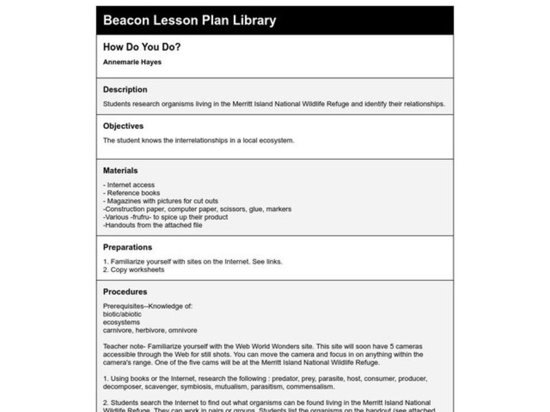How Do You Do? Lesson Plan How Do You Do? Lesson Plan