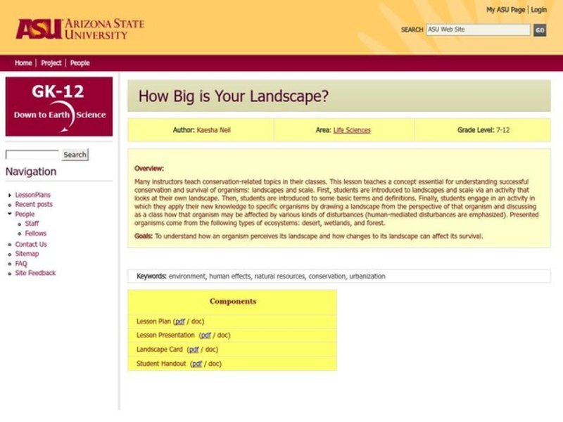 How Big Is Your Landscape? Lesson Plan How Big Is Your Landscape? Lesson Plan