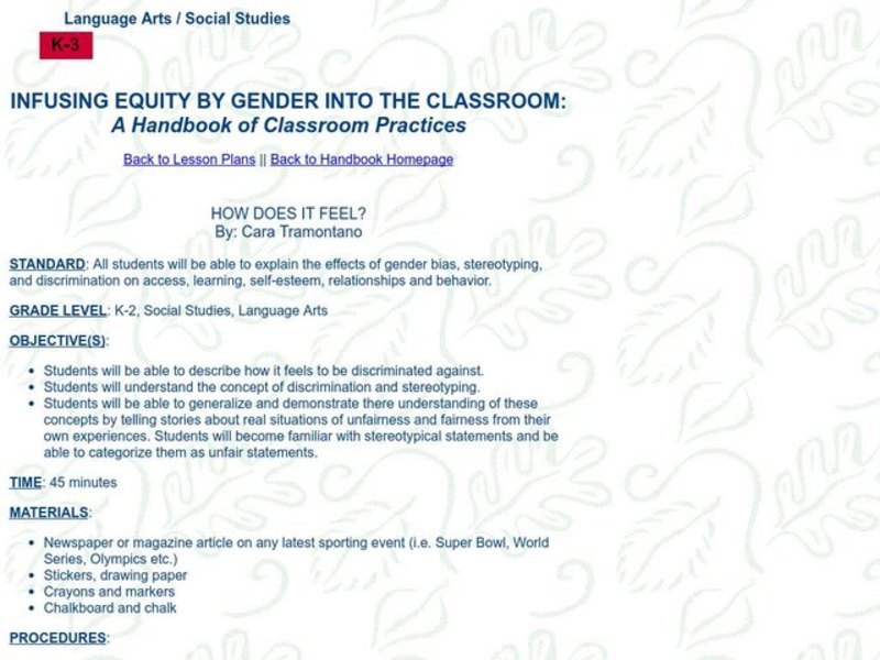 HOW DOES IT FEEL? Lesson Plan HOW DOES IT FEEL? Lesson Plan