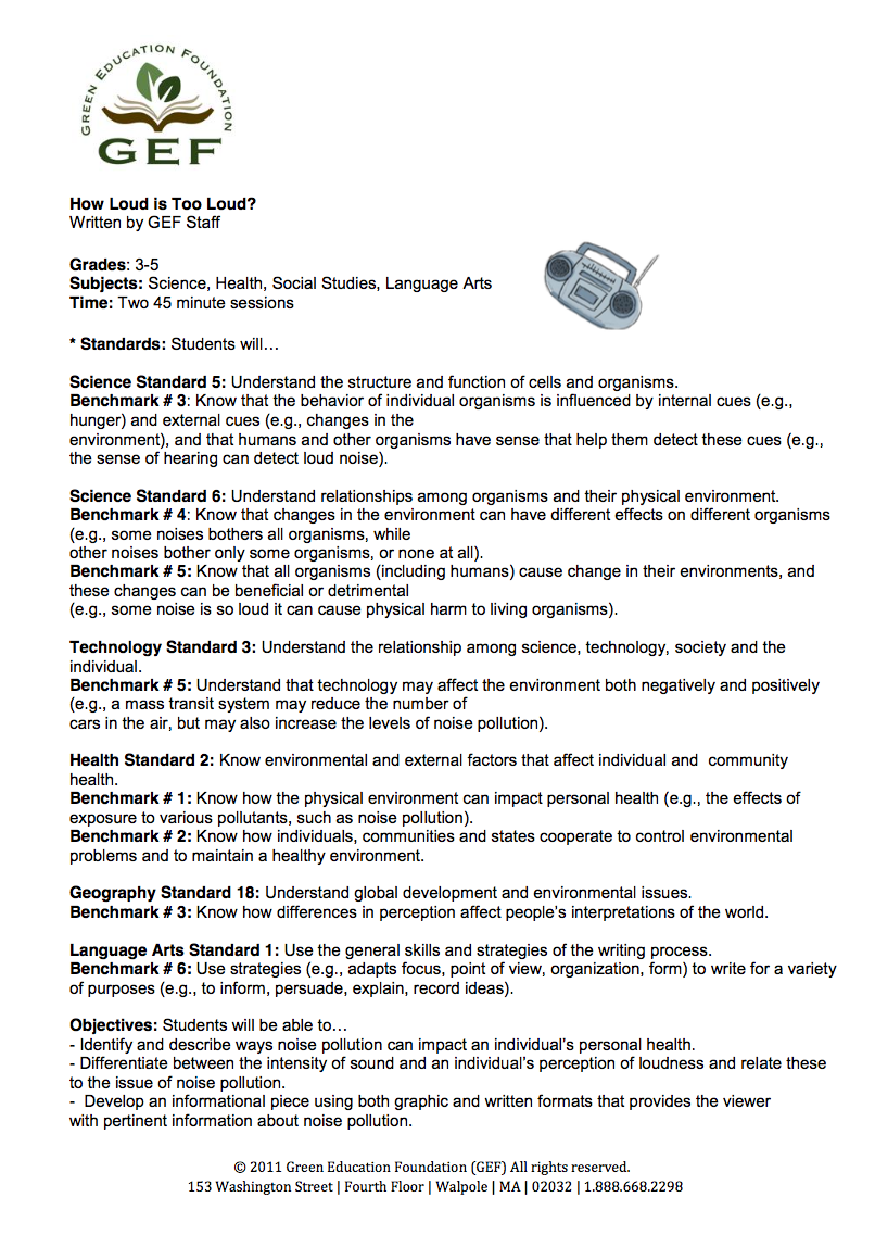 How Loud is Too Loud? Lesson Plan How Loud is Too Loud? Lesson Plan