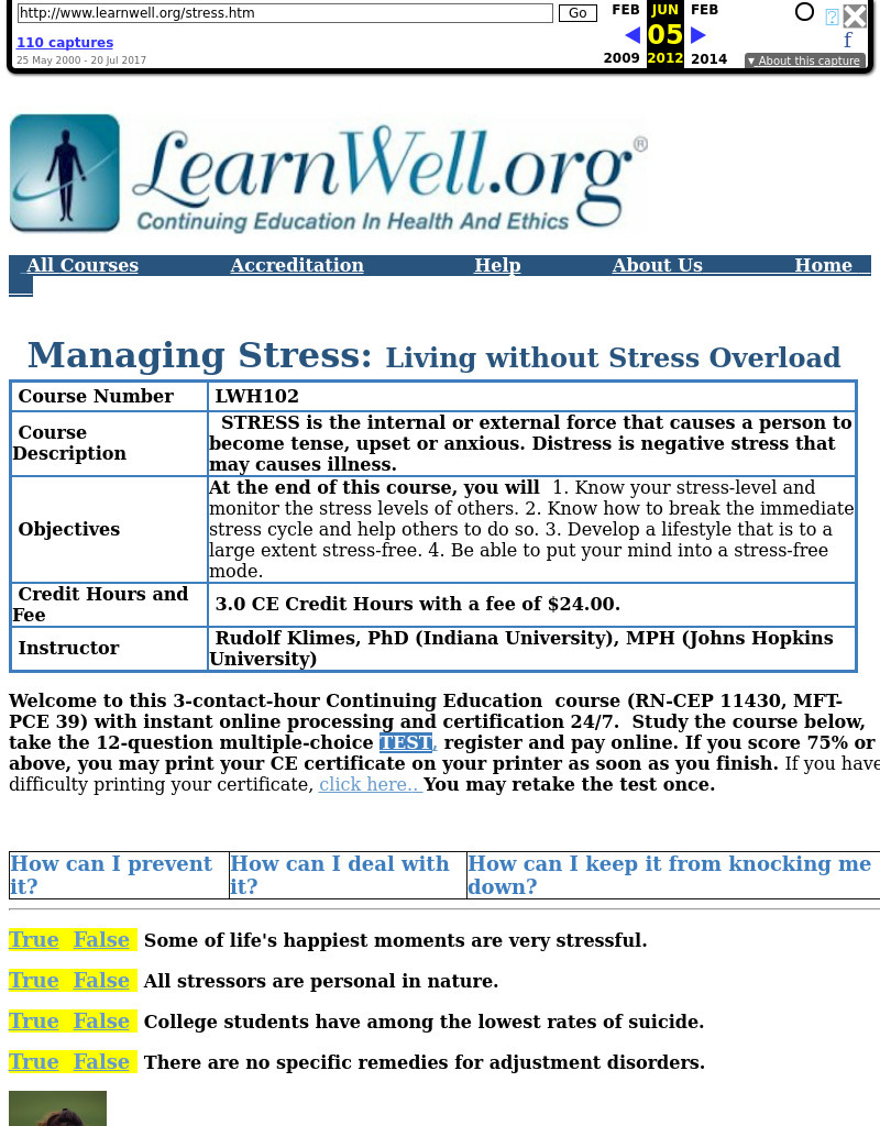Managing Stress: Living without Stress Overload Lesson Plan Managing Stress: Living without Stress Overload Lesson Plan