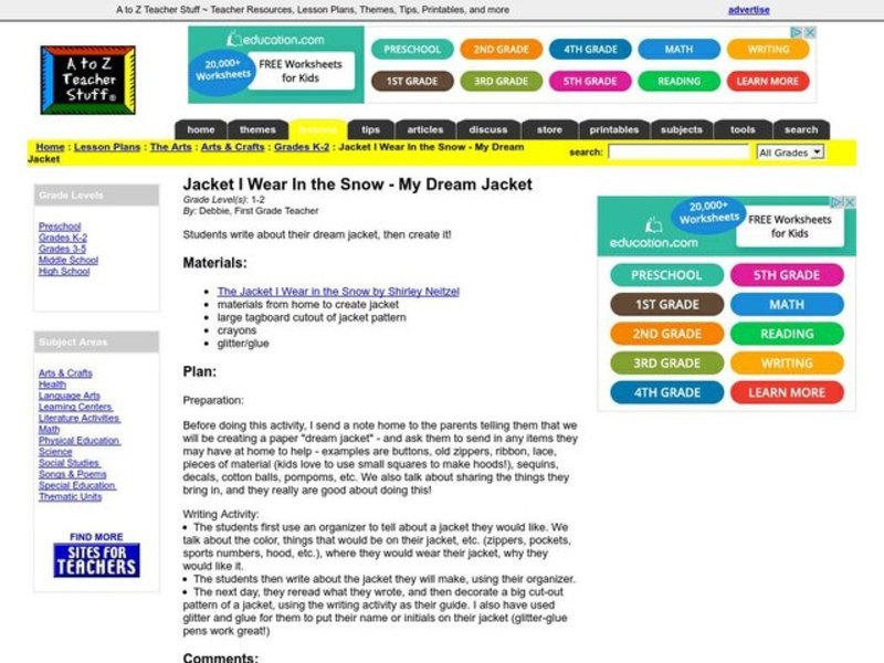 Jacket I Wear In the Snow - My Dream Jacket Lesson Plan Jacket I Wear In the Snow - My Dream Jacket Lesson Plan
