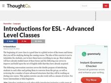 Introductory Lesson for Advanced Level Classes Lesson Plan Introductory Lesson for Advanced Level Classes Lesson Plan