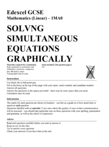 Solving Simultaneous Equations Graphically Assessment Solving Simultaneous Equations Graphically Assessment