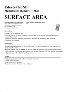 Surface Area Assessment Surface Area Assessment