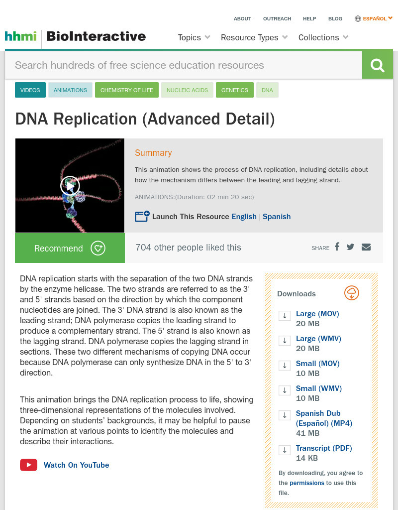 DNA Replication (Advanced Detail) Video DNA Replication (Advanced Detail) Video
