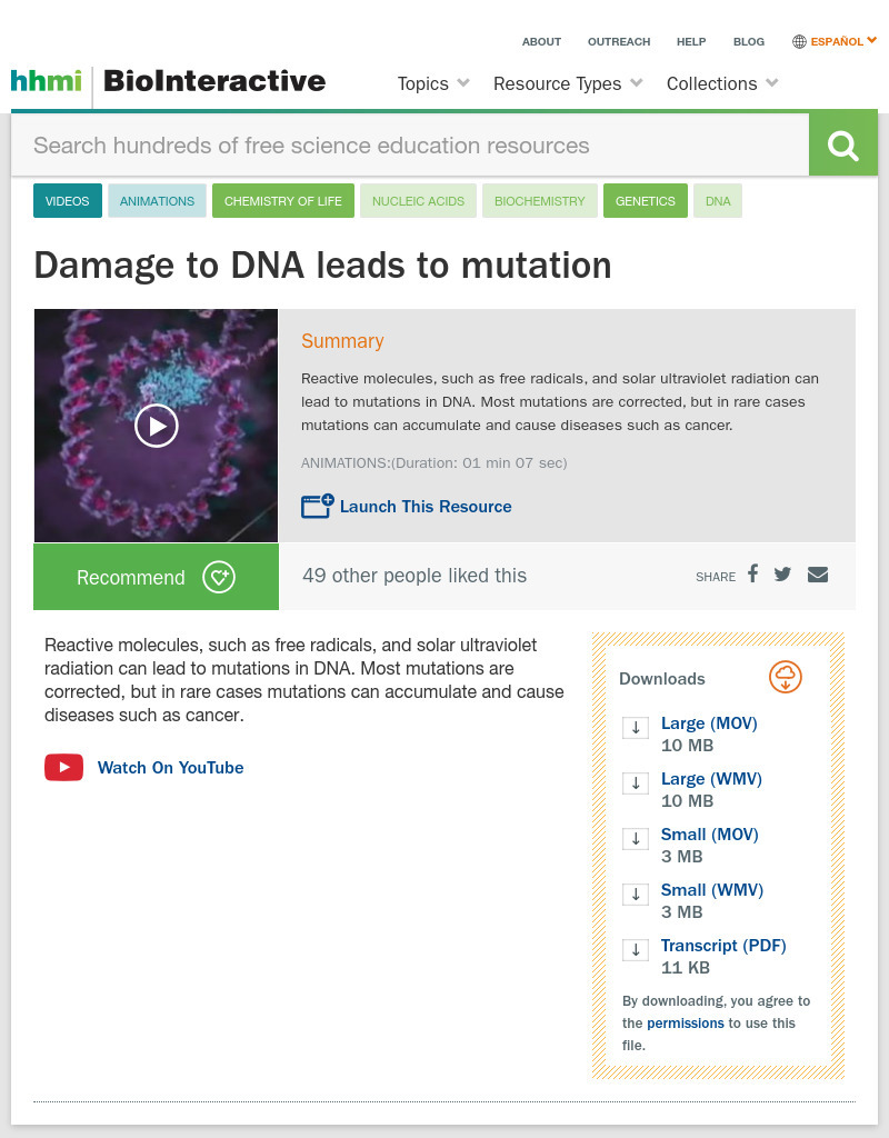 Damage to DNA Leads to Mutation Instructional Video Damage to DNA Leads to Mutation Instructional Video