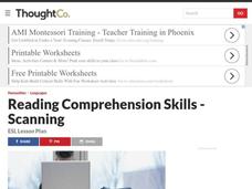 Reading Comprehension - Scanning Lesson Plan Reading Comprehension - Scanning Lesson Plan