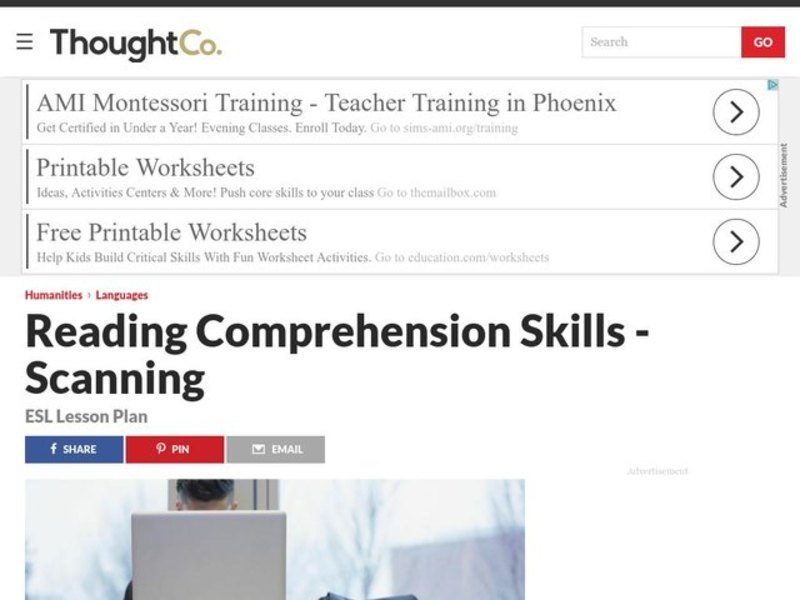 Reading Comprehension - Scanning Lesson Plan Reading Comprehension - Scanning Lesson Plan