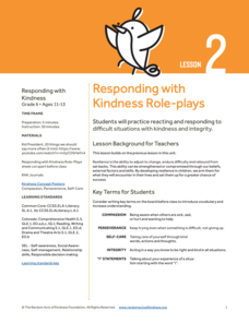 Responding with Kindness Role-plays Lesson Plan Responding with Kindness Role-plays Lesson Plan