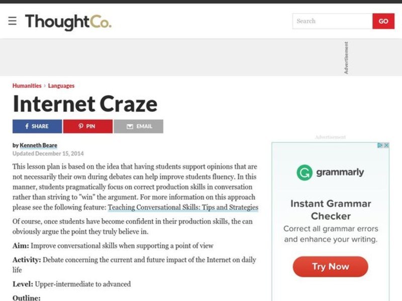Conversation Lesson: Internet Craze Lesson Plan Conversation Lesson: Internet Craze Lesson Plan