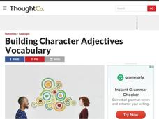 Building Character Adjectives Vocabulary Lesson Plan Building Character Adjectives Vocabulary Lesson Plan