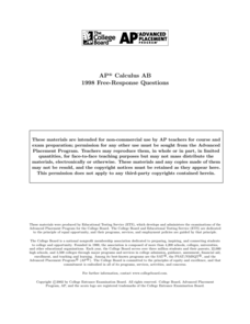 1998 AP® Calculus AB Free-Response Questions AP Test Prep 1998 AP® Calculus AB Free-Response Questions AP Test Prep