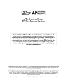 1999 AP® Environmental Science Free-Response Questions AP Test Prep 1999 AP® Environmental Science Free-Response Questions AP Test Prep