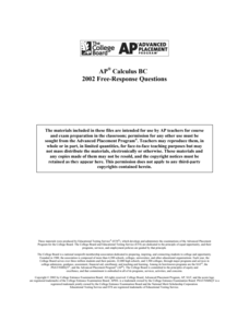 2002 AP® Calculus BC Free-Response Questions AP Test Prep 2002 AP® Calculus BC Free-Response Questions AP Test Prep
